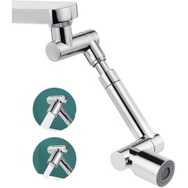 Flintronic Rotating Tap Attachment, 1440 Degree Rotating Multifunctional Extension Tap, Tap Attachment with 2 Adjustable Perlators, Faucet Extender, Tap Extension for Kitchen, Bathroom
