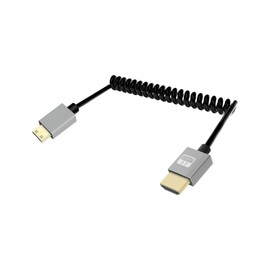 YANBORONSN 4K Mini HDMI to HDMI Spiral Cable 2.2 ft, Short HDMI to Mini HDMI Cable, Spring Spiral HDMI 2.0 Cable 4K @ 120Hz 18Gbps for Camera/Camcorder/HDTV/Tablet (Regular)