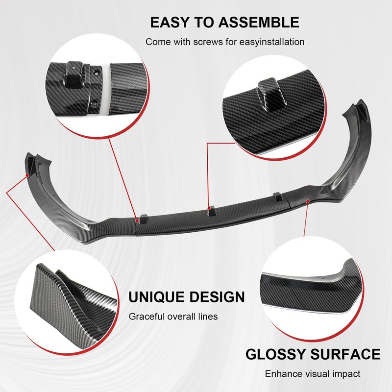 Fancemot Carbon Fiber Front Bumper Lip Splitter Compatible with Ford