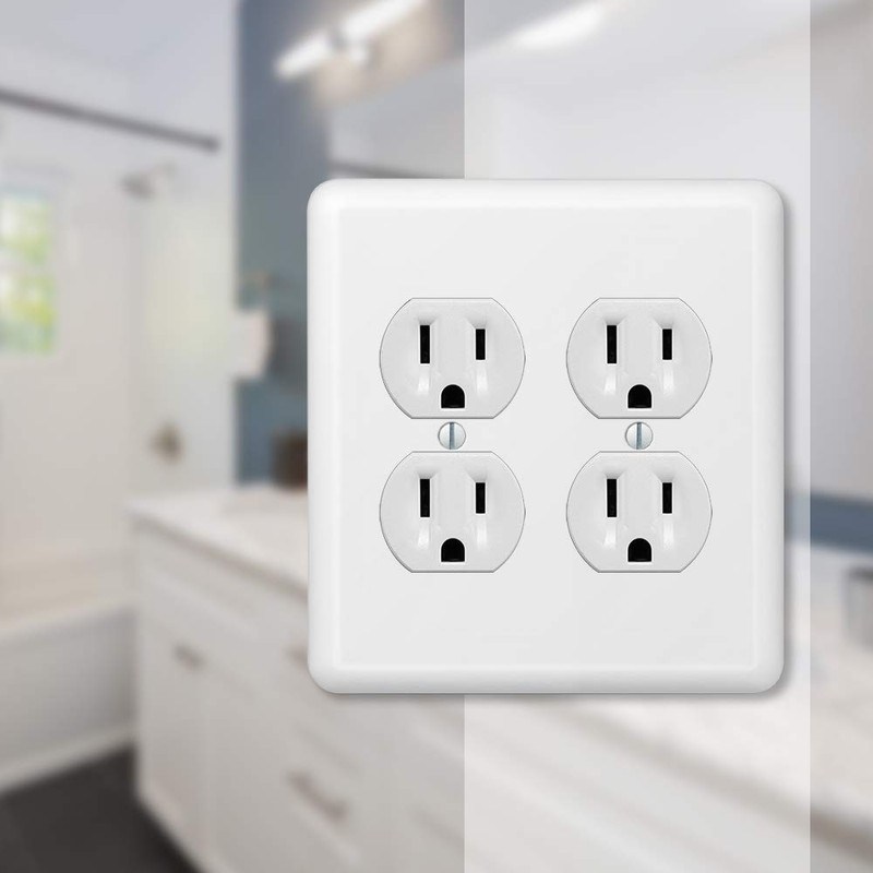 Amerelle Devon Double Duplex Steel Wallplate in White