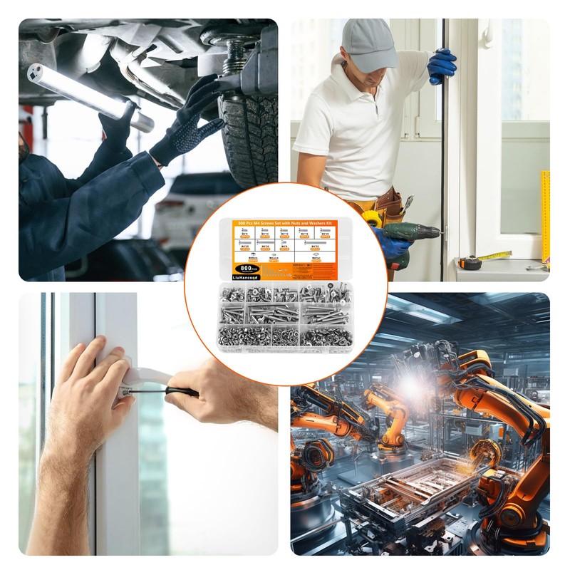 M4 Screws Set, 800 Pieces Countersunk Screws and Nuts Set,