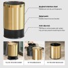 LEASYLIFE 2.6Gallon/10L Brass Bathroom Trash Can，Brushed Gold Bathroom Waste Basket，Golden