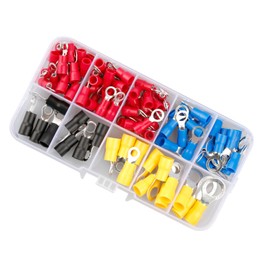 Rumyve 102Pcs Ring Terminals,O-Type Ring Crimp Terminals Connectors with Storage Box,Electrical Wire Connectors Insulated Kit for Automotive Car Motorcycle Electric Instruments