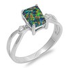 Kriskate & Co. Sterling Silver Rainbow Lab Opal Engagement Ring
