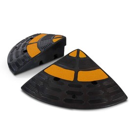 Pyle Vehicle Curb Ramp End Caps - 2PC Heavy Duty Rubber Threshold Driveway End Caps for Loading Dock, Garage, Sidewalk, Truck, Scooter, Bike, Motorcycle, Wheelchair Mobility - Pyle PCRBDR40