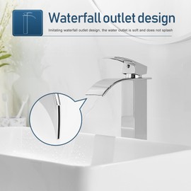 GENBONS Vessel Sink Faucet Chrome Bathroom Faucets Tall Waterfall Bathroom Bowl Sink Faucet Rv Lavatory Faucet with cUPC Supply Hose and Pop Up Drain