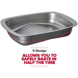 GoodCook Everyday Nonstick Quick-Baste Roasting Pan with Locking Rack, Gray