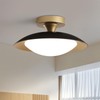 PAKOKULA Dimmable Mid Century Modern Flush Mount Ceiling Light, 2700K-6000K 11.8in Black and Gold LED Small Ceiling Light Fxiture with Acrylic Shade for Hallway Entryway Bedroom Kitchen Laundry Room