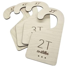 White Loft Toddler Closet Size Dividers Kids Closet Organizer – & Durable Birch Kids Closet Dividers from 2-Years to 5-Years – Timeless Etched Design for Any Kids Decor 2T-5T (Set of 4)