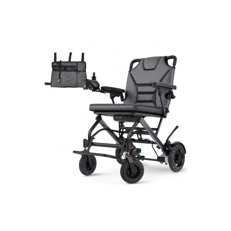 Electric Wheelchai for Seniors Foldable for Travel Side Storage Bag