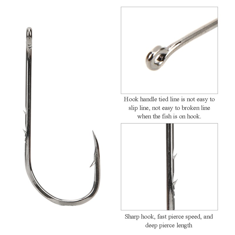 100Pcs 6/0# High Carbon Steel Sharp Fish Hooks with Barb