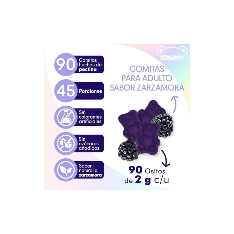 Gomitas V-TPLGM de L-Teanina, GABA, Magnesio, Toronjil y Pasiflora con