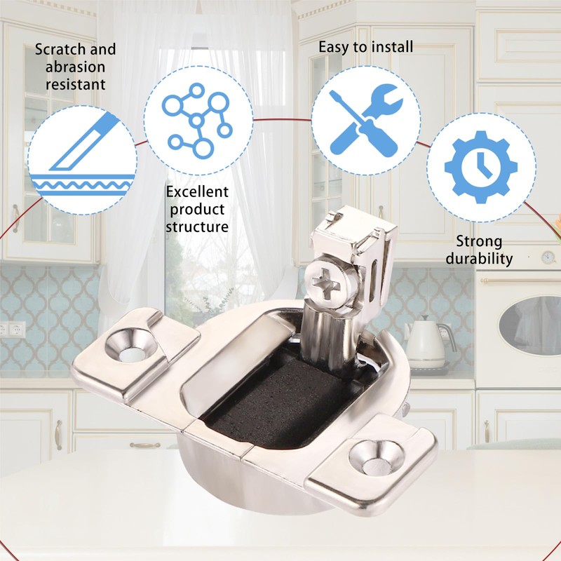 Lyreh 8pcs Cabinet Hinges for Blum, Silver Stainless Steel 1/2
