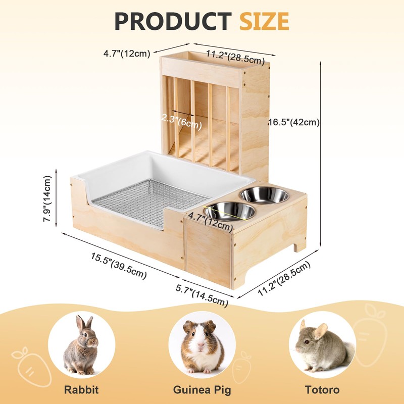 Essenhome Large 3 in 1 Rabbit Litter Box with Hay