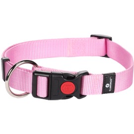 Flamingo Ziggi Dog Collar L 45-65 cm 25 mm Continuously Adjustable with Strain Relief Click Buckle with Safety Lock Pink