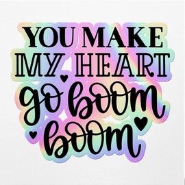 Holographic Decal Stickers of You Make My Heart Go Boom Boom Premium Waterproof Vinyl Decal Stickers for Laptop Phone Accessory Helmet Car Window Mug Tuber Cup Door Wall Decoration ANDVER3c6603aHO