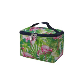 NGIL Travel Cosmetic Bag Makeup Bag Organizer for Women and Girls (Flamingo Paradise-Navy)