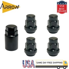 ARROW 20x Black 1/2-20 Anti-Theft Wheel Lock &Acorn Lug Nut FIT Dodge GMC Jaguar&Jeep
