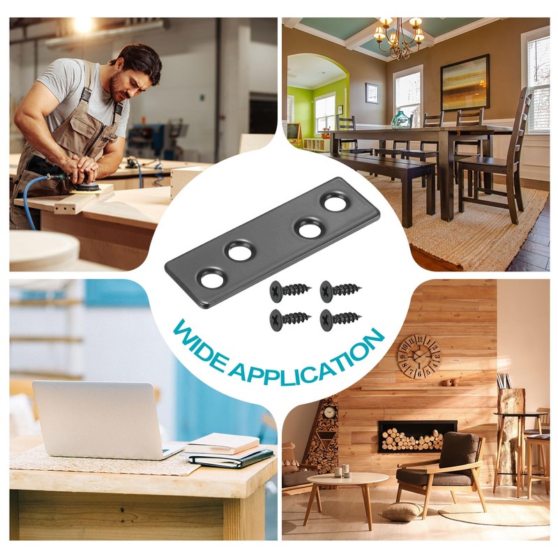 sourcing map 10 Set Mending Plate Metal Flat Bracket Straight