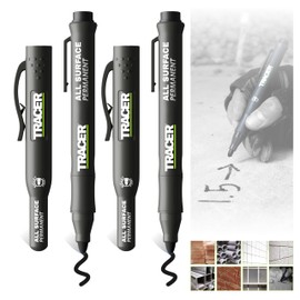 Tracer Clog-Free Black Construction Marker Set with Site Holsters (All-Purpose Markers perfect for shiny and dusty surfaces.) - Twin Pack. Black