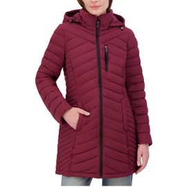 Nautica Water Resistant Coat-Removable Hooded Puffer for Women-Midweight Jacket (XXS-XXL), Spice
