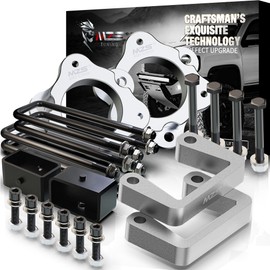 MZS Leveling Kit, 3.5 Inch Front Strut Spacers + 2 Inch Rear Lift Blocks with Extended Square U Bolts Compatible with 2007-2025 Silverado 1500/Sierra 1500 2WD 4WD