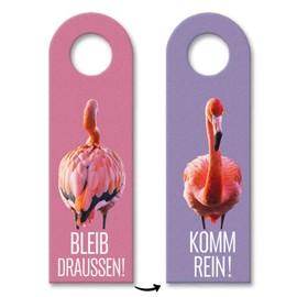 Bleib draußen Komm rein - Flamingo Door Hanger Funny Door Sign with Flamingo for Humorous Decoration