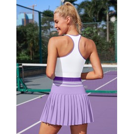 ATTRACO Women Tennis Sets with Shorts 2 Piece Golf Dresses Vacation Dress Colorblock Purple S