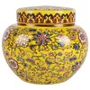 XINGYAN Chinoiserie Enamel Ginger Jar with Twist Lid, Round Design,