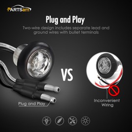 Partsam 10 luces LED redondas de 3/4 pulgadas con enchufes de bala, lente transparente sellada impermeable de 3/4 pulgadas para remolque, camionetas, coche, caravana, ATV, UTV, motocicleta, 12 V (5 ámbar + 5 rojo)
