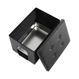 MEEXPAWS Stainless Steel Cat Litter Box Enclosure Furniture Hidden, Large Cat Washroom Bench 25.6X 17.7 x 17.7inch Urine Proof Inside, Easy to Clean and Assemble, Dog Proof