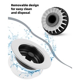 Hygie Rinse Kitchen Sink Stopper Drainer Matteblack 3-in-1 Pop Up Sink Drain Strainer with Handle Rod for US Standard 3-1/2 inch Drain Filter, Anti-Clog