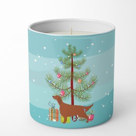 Caroline's Treasures BB2911CDL Irish Setter Merry Christmas Tree 10 oz Decorative Soy Candle Nature Soy Wax Essential Oil Home Decor Ideal for Bedroom Kitchen Bath Office Gift, 10 oz