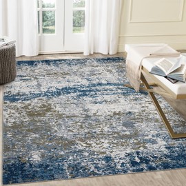 COZYLOOM Large Area Rug 10x13 Modern Abstract Rug Machine Washable Floor Carpet, Non Slip Soft Living Room Mat, Low Pile Foldable Printed Rug, Contemporary Accent Rug for Nursery, Bedroom, Navy