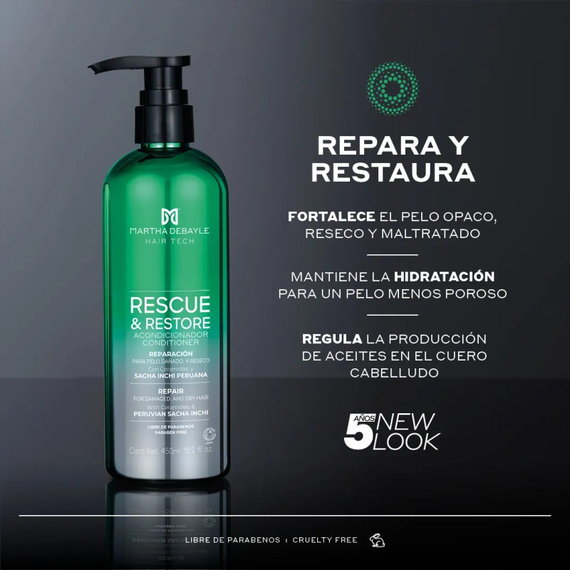Martha Debyale Hair Tech Rescue Restore Acondicionador Restauración Sacha Inchi
