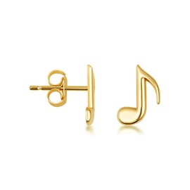 10K Yellow Gold Eighth Music Note Stud Earrings