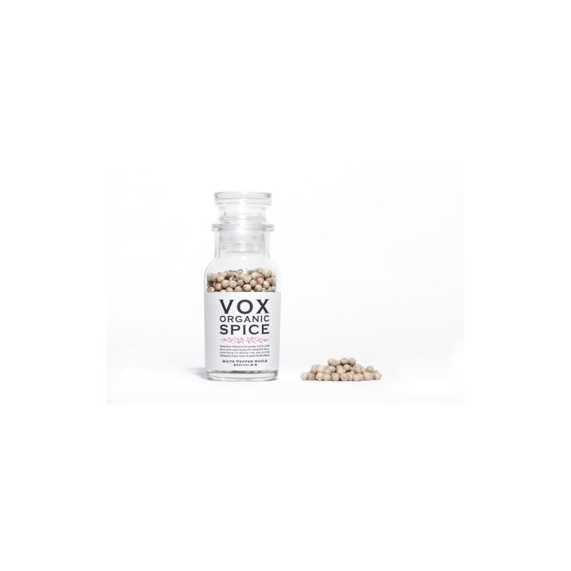 VOXSPICE Organic White Pepper Hole (Bottle) 1.2 oz (35 g)