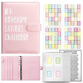 100 Envelopes A5 Money Saving Challenge Binder Easy and Fun Way To Save $5,050 Savings Binder 52 Week - Color: Pink