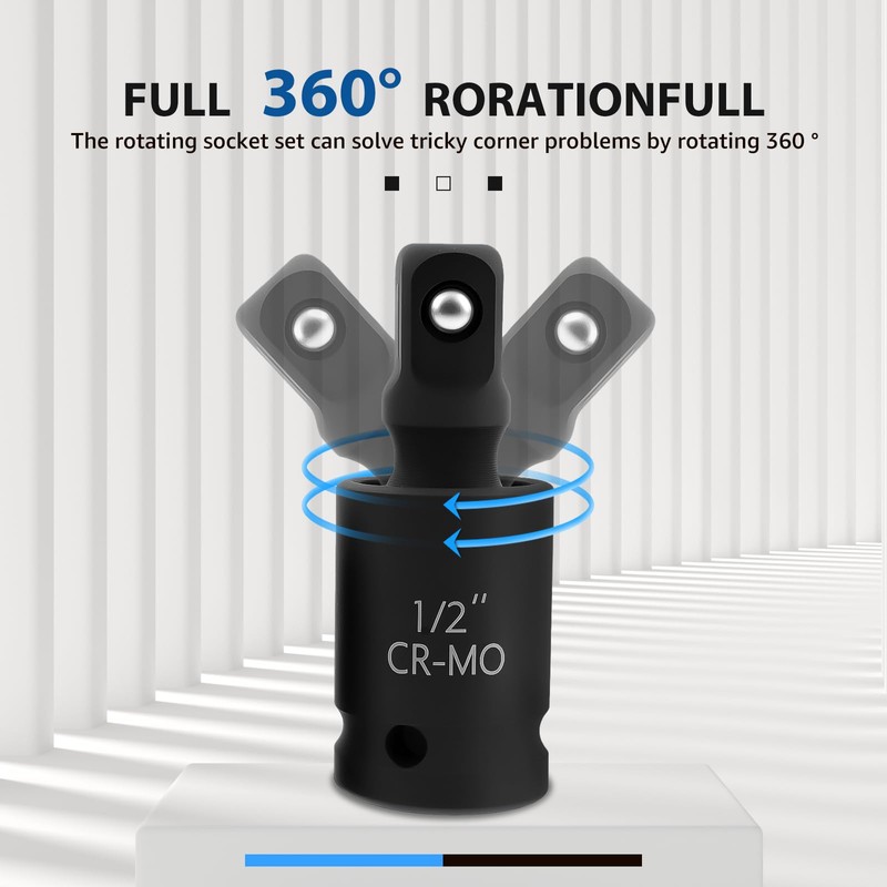 10Pcs Swivel Socket Set High Carbon Steel Impact Socket Adapter