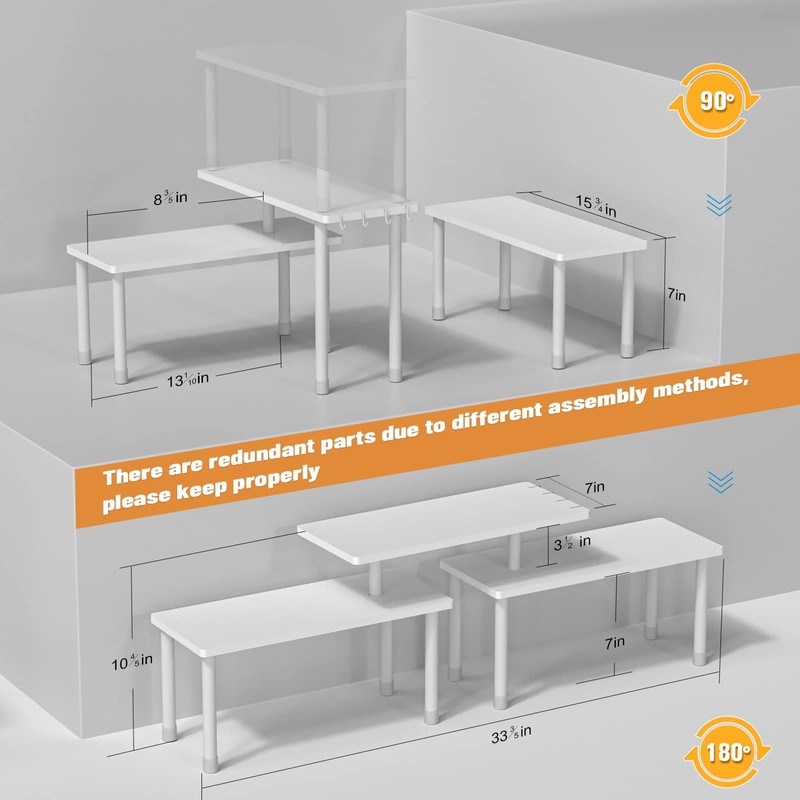 JayRex Bathroom Organizer Countertop Kitchen Counter Shelf 2 Tier Separable