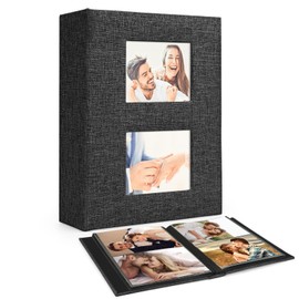 Photo Albums 6x4, 50 Pages 200 Photos, Black Pages, Linen Photo Album, Slip In Photo Album 10 x 15cm Large Capacity, Perfect Gifts For Anniversary, Baby, Wedding, Birthday, Family