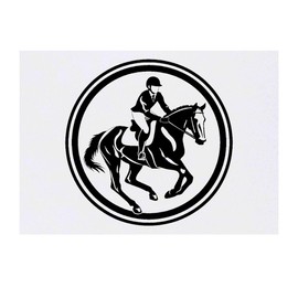 'Equestrian Rider with Horse in Circle Frame' Temporary Tattoo - Water Resistant, Skin-Safe, Non-Toxic Transfer (TO00076311)