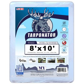 MYCS White Tarp (8'x10' - 1 Pack) - Multi Purpose - 8x8 Weave, 75 GSM, 6mil, Camping Tarp, Water-Resistant, Grommets Every 3ft, Bâche Blanche, Tarpaulin
