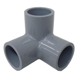 Kansai Chemical 3-Way Short Elbow Fitting PVC Made Space Saving DIY 3-Port (13A, Gray) Set of 4 pcs