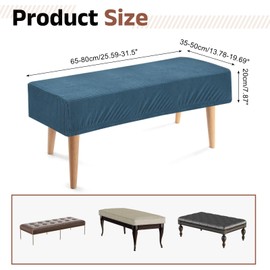 uxcell Dining Bench Cover, Stretch Piano Long Bench Stool Slipcover, Rectangle Washable Seat Cushion Protector for Living Room, Bedroom and Kitchen, Blue