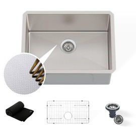 Beleeb Undermount Kitchen Sink 23" x 19", Scratch Resistant 3D Microbead Embossed Single Bowl Stainless Steel Sink with 10" Deep Basin，Easy Cleaning