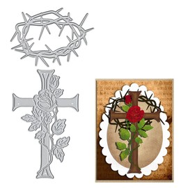 Easter Cross Metal Cutting Dies for Card Making Supplies, Religion Thorns Ring Die Cuts Embossing Stencil Template Tool for Easter DIY Scrapbooking Paper Card and Photo Album Craft Decoration