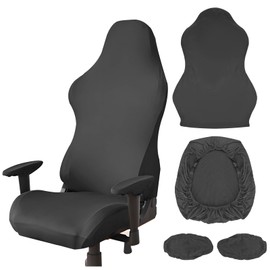 BangBoom Polyester Gaming Chair Cover Set, Stretchable Game Chair Slipcovers with 2 Armrest Covers, Scratch-Proof Gamer Desk Chair Covers for Computer Office Seat (Black)