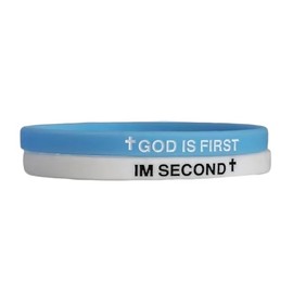 GIKILEE God Is First Bracelet Christian Rubber Cross GOD IS FIRST IM SECOND Religious Faith Bible Verses Bracelet for Women Men Motivational Encouragement Gifts -Set 03