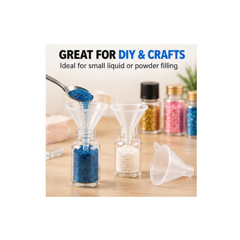 20-Piece Mini Clear Plastic Funnel Set for Small Bottle Filling